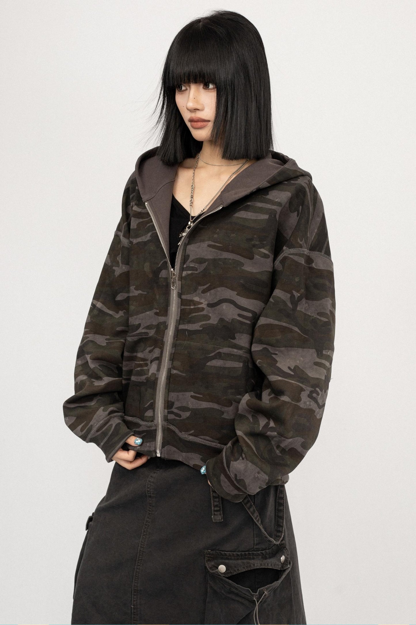 Autumn Vintage Hooded Reversible Jacket