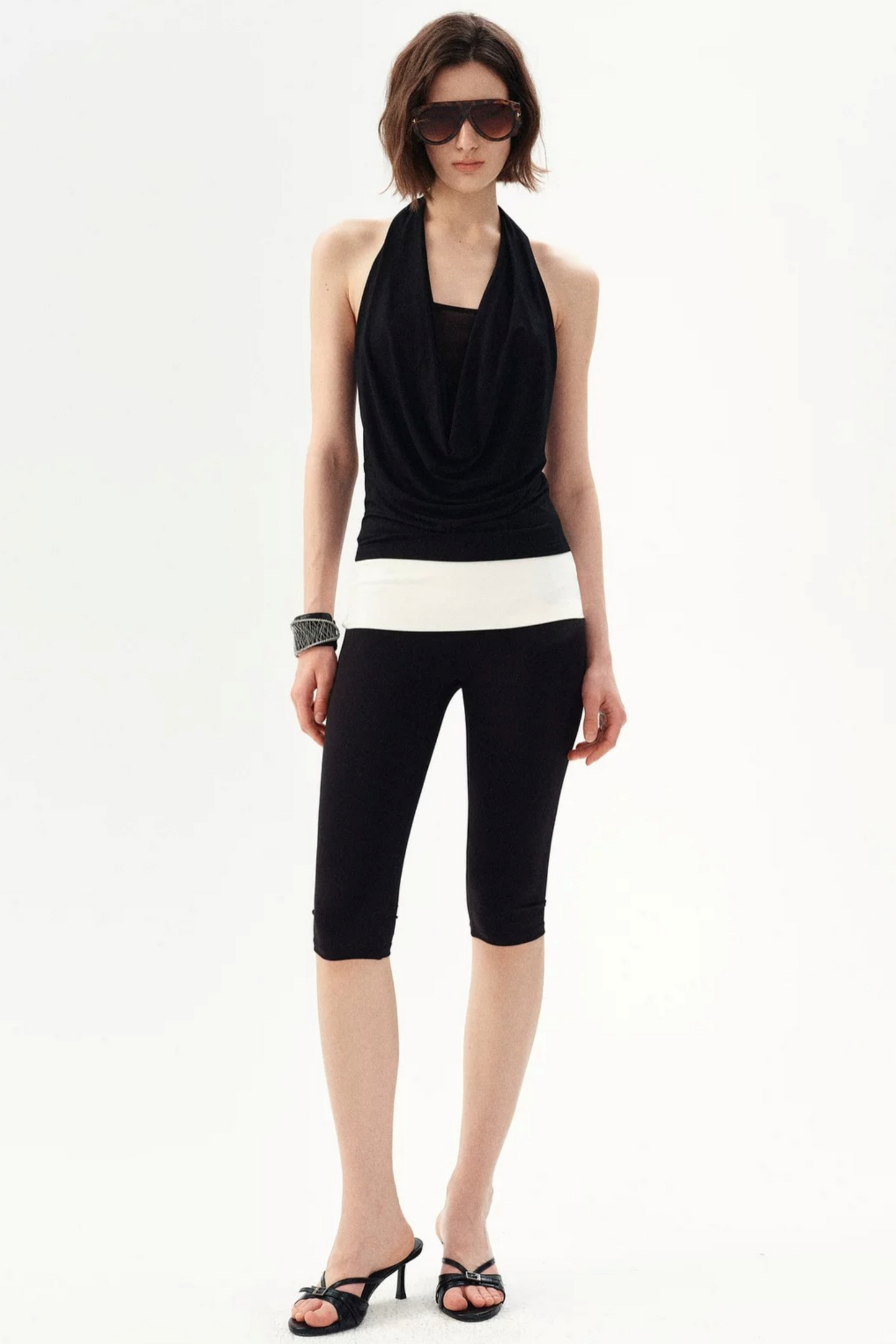 French Beaded Halter Backless Top