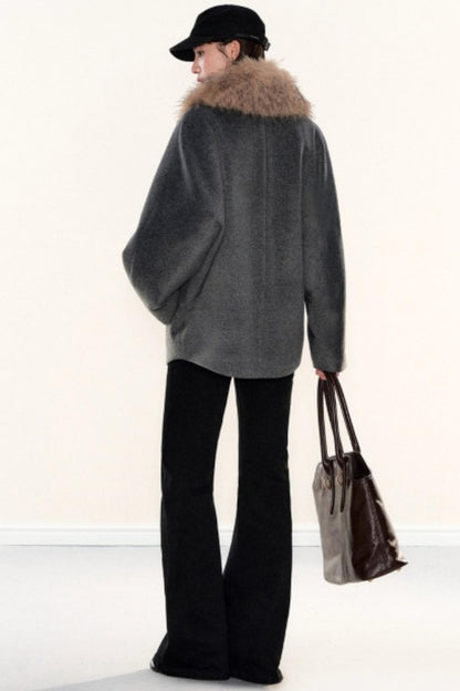 Fur Collar Woolen Cape Coat