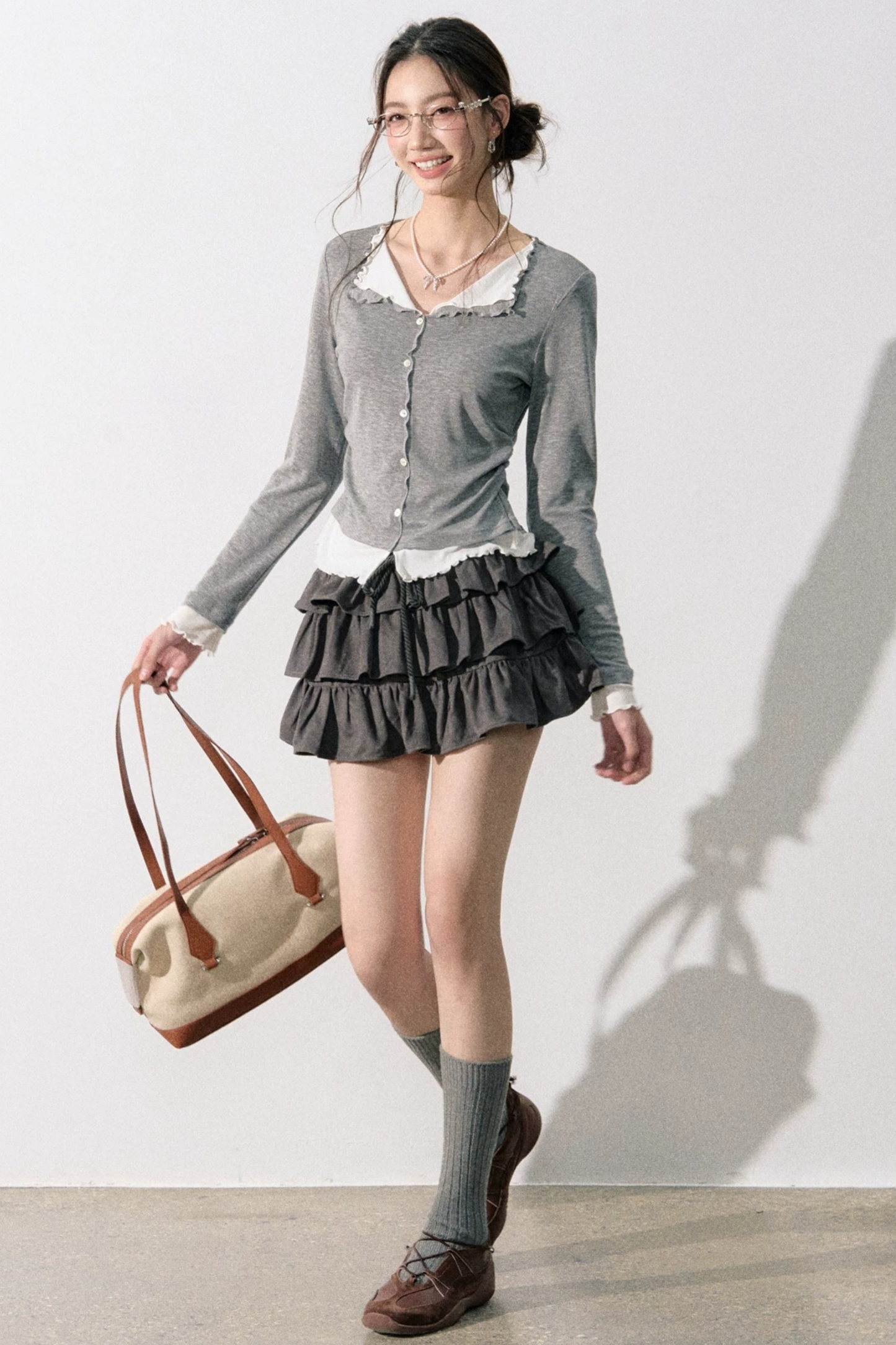 Miu-Style Collared Knit Sweater