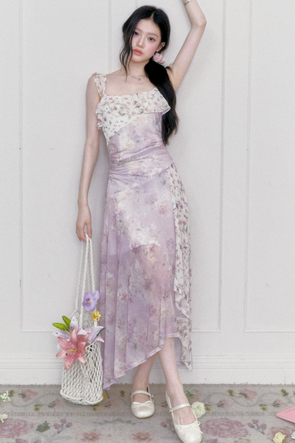 Wisteria Mesh Patchwork Dress