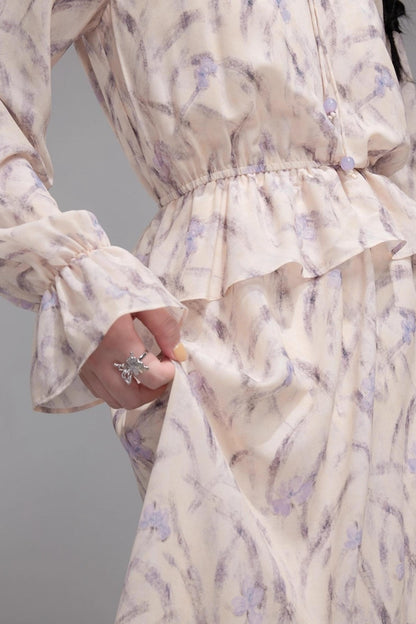 Lilac Irregular Lace Hem Dress