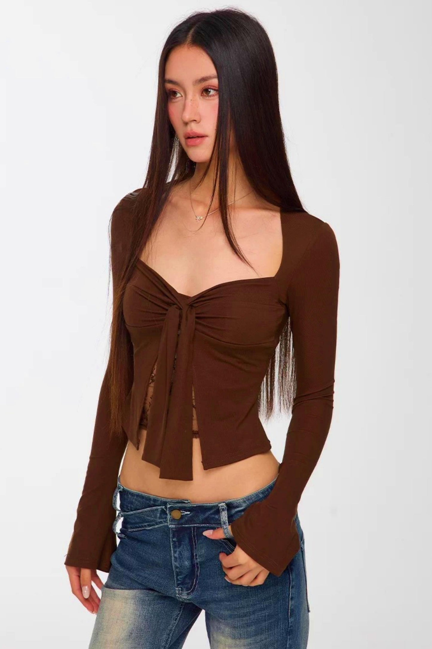 Lace Patchwork Bell Sleeve Top