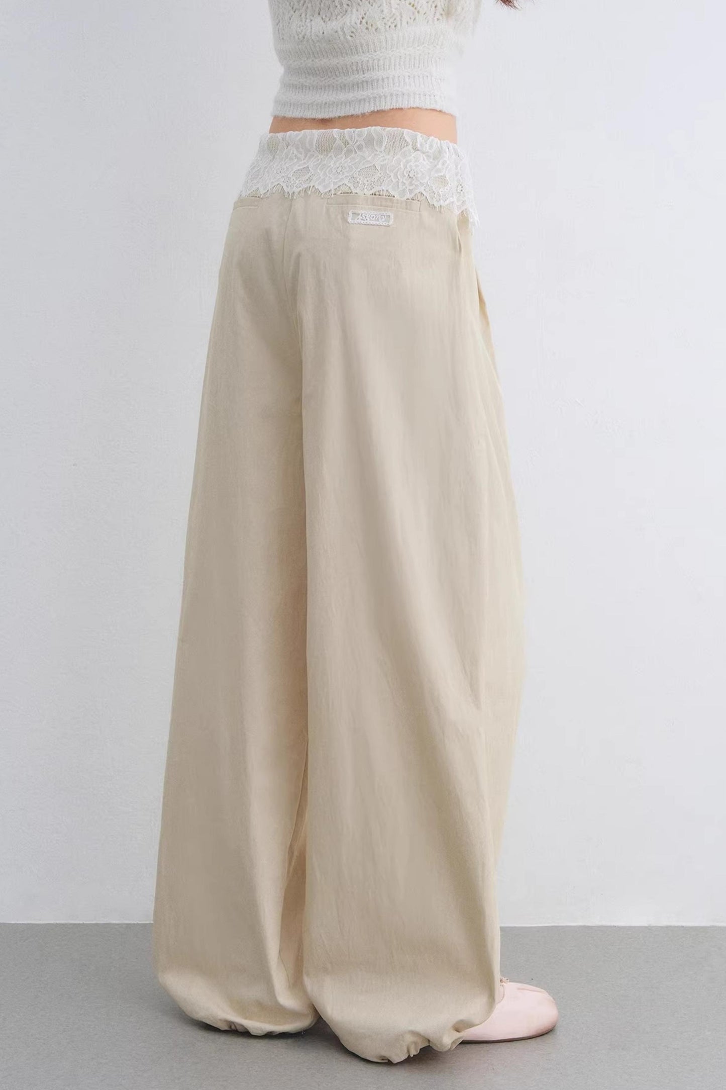 Lace Patchwork Wide-Leg Pants