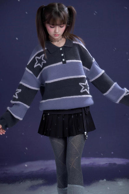 Purple Striped Star Sweater