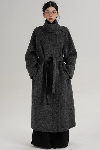 Elegant Athens Gray Wool Coat
