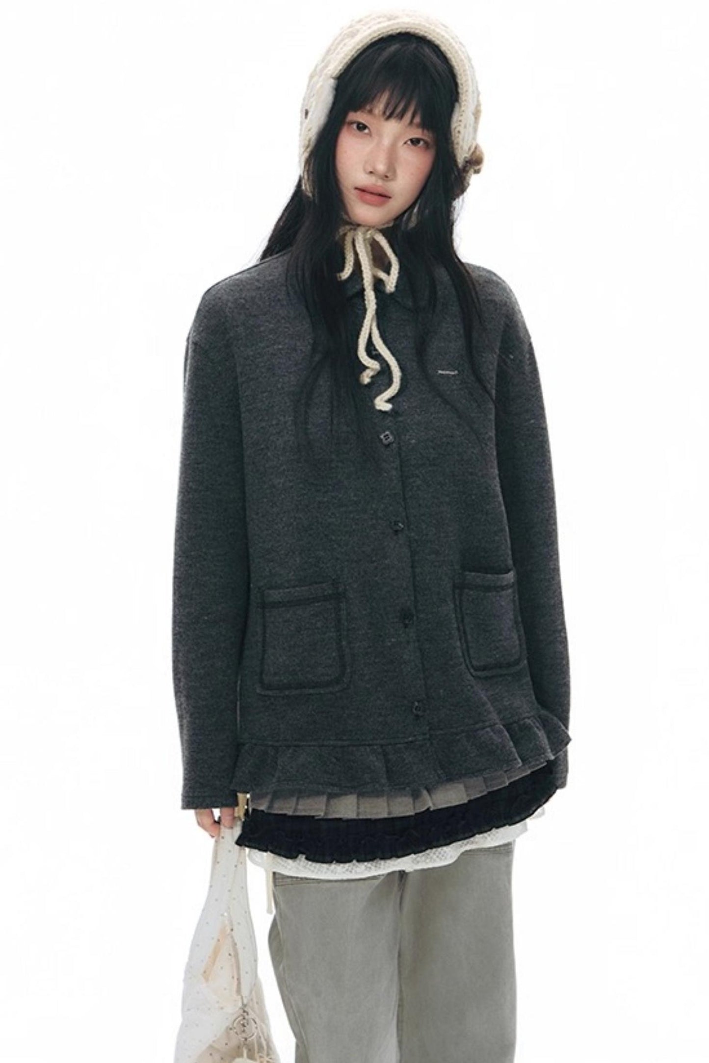 Knit Button Hem Pants