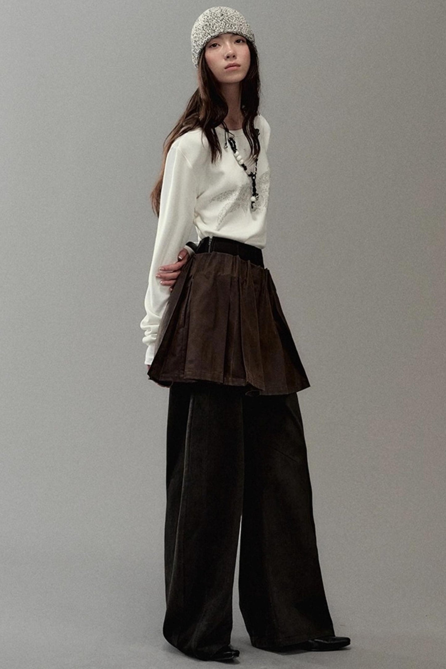 Genesis Pleated Leather Skirt