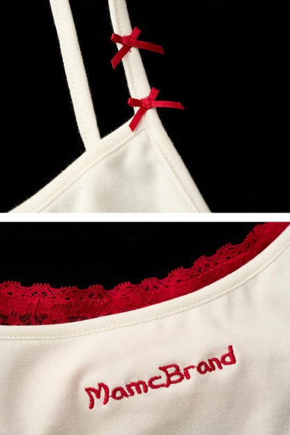 Lace Bow Camisole White Top