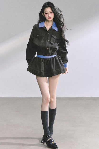 Womens Coat & Short Skirt Set-Up