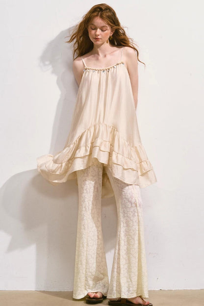 Summer Ruffle Lace And Pants Set-Up