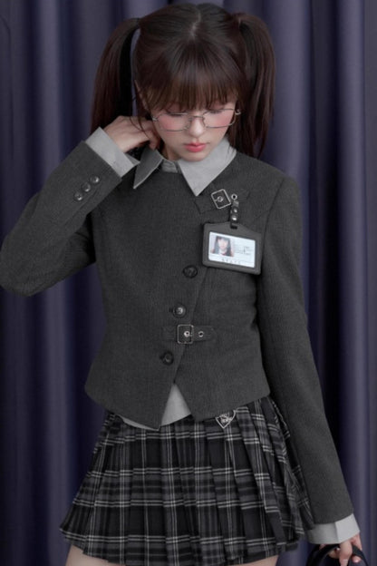 Spirit Gray Woolen Blazer Jacket Set-Up