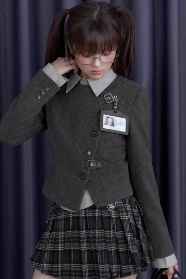 Spirit Gray Woolen Blazer Jacket Set-Up