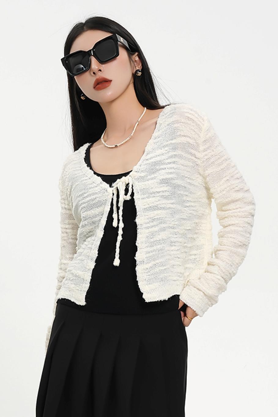 Niche Cropped Knit Cardigan