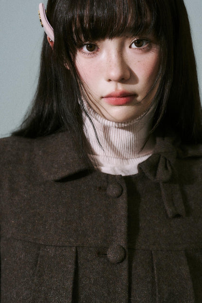 Wool Bow Tie Blazer Suit & Skirt Set-Up