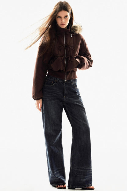 Fur Collar Cropped Cotton Jacket