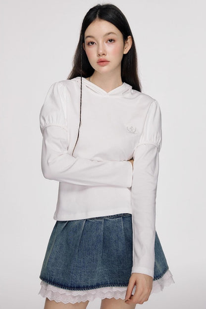 Panelled Puff Sleeve Layering Sweatshirt