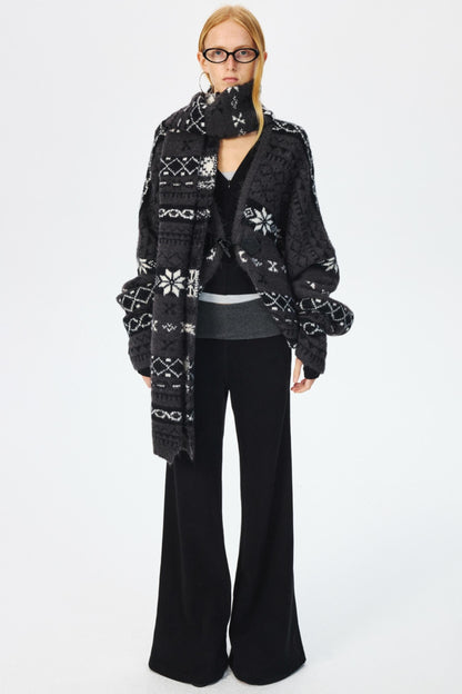 Winter Wool Fair Isle Sweater & Scarf Set-Up