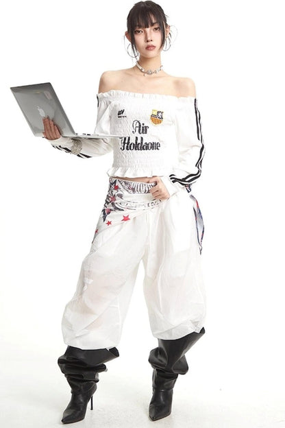 Pleats Elastic Sleeve T-Shirt