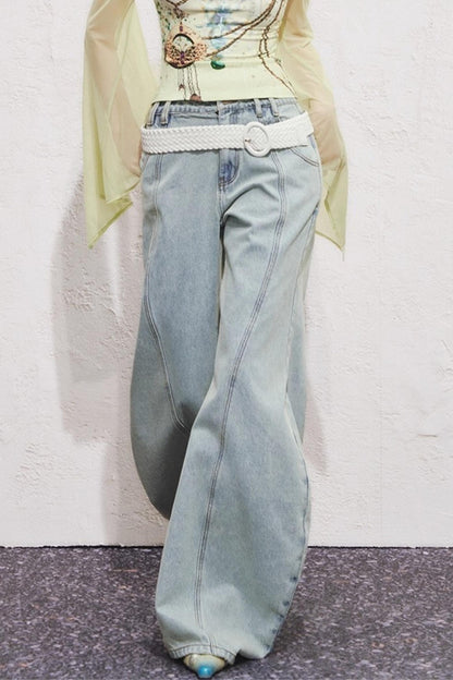 Split Sickle Pocket Heavy Jeans