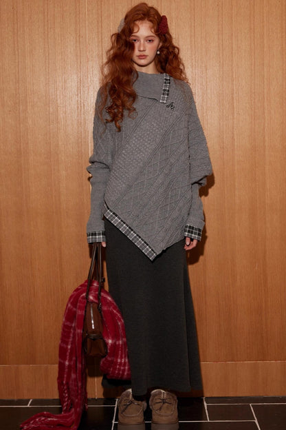 Bat Sleeve Knit With long Skirt Set-Up