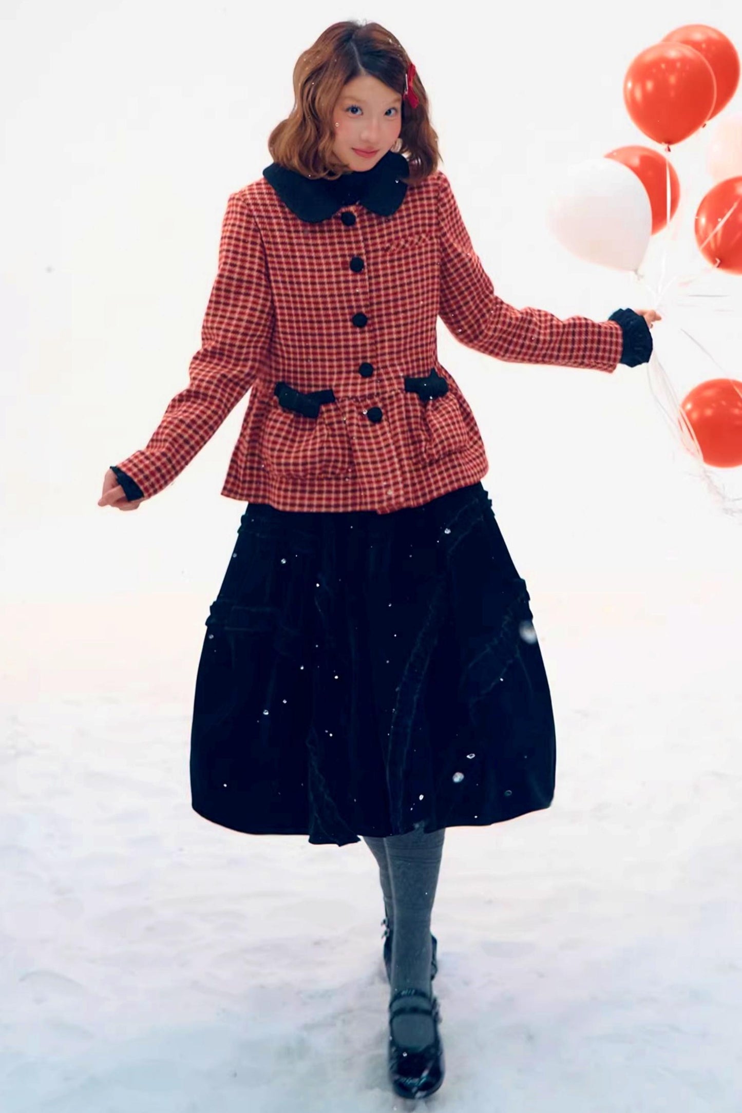 Red Plaid Woolen Coat