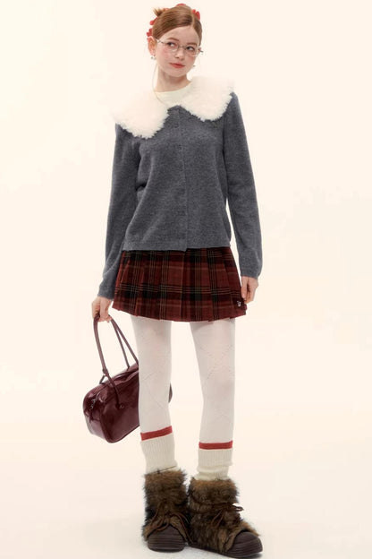 Retro Plaid Wool Skirt