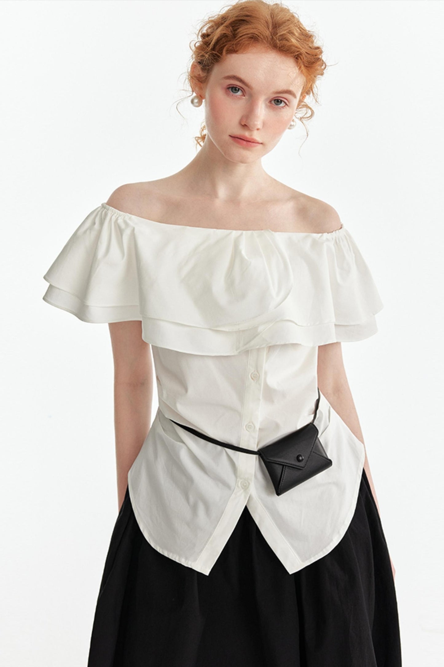 One-Shoulder Lyocell Ruffled Slimming Top
