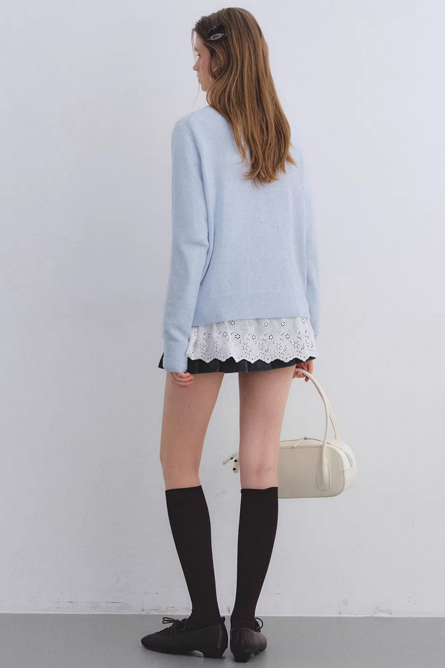 Jacquard Bow Wool Cardigan