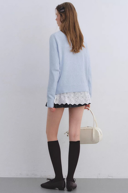 Jacquard Bow Wool Cardigan