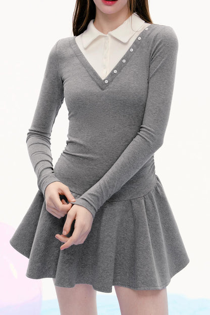 Retro Spring Sporty Long-Sleeved Dress