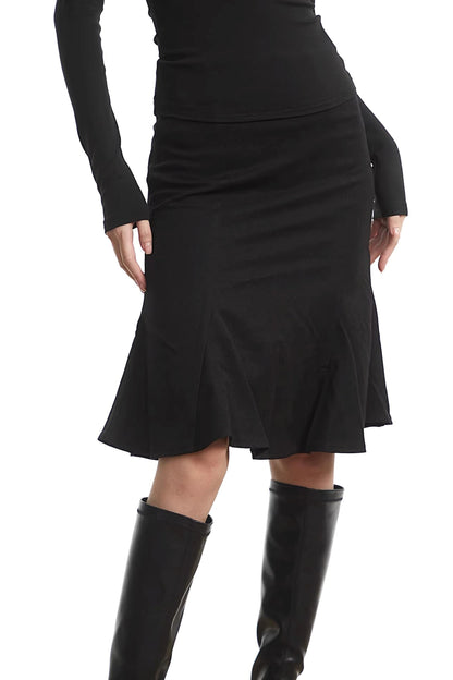 Black Pleated Fishtail Skirt