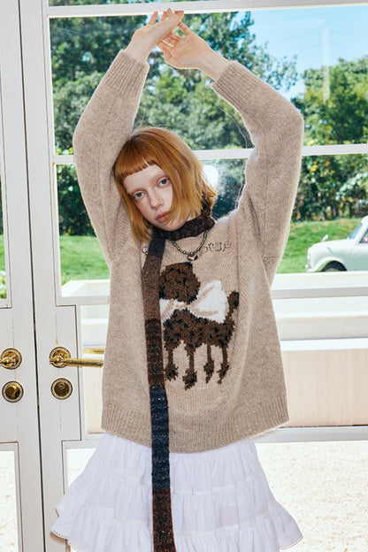 Dog Embroidery Knitted Sweater