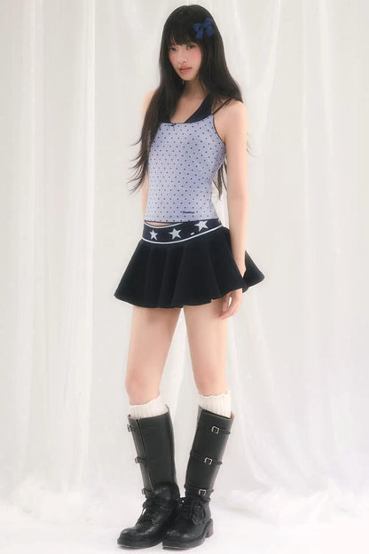 Color-Blocked Pleated Skirt