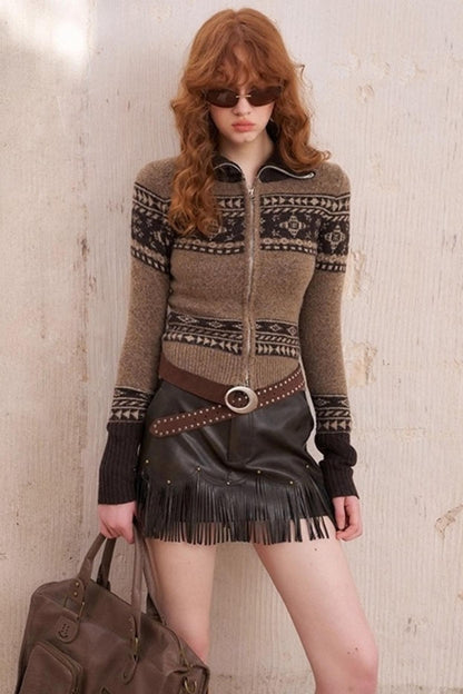 Fair Isle Jacquard Knitted Cardigan