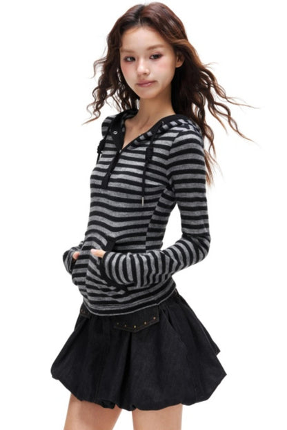 Spicy Striped Hooded Sweater