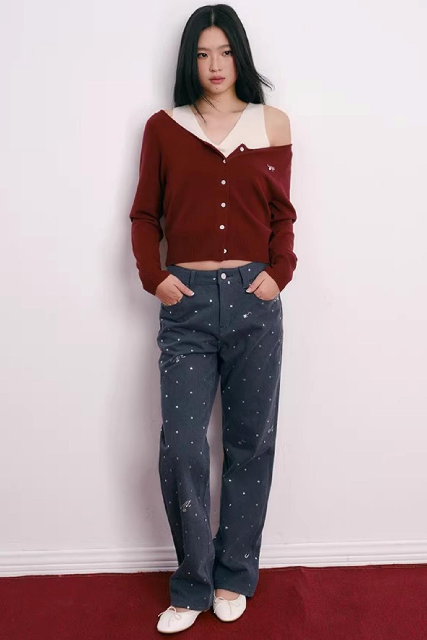 Color-Blocked Velvet Knit Cardigan