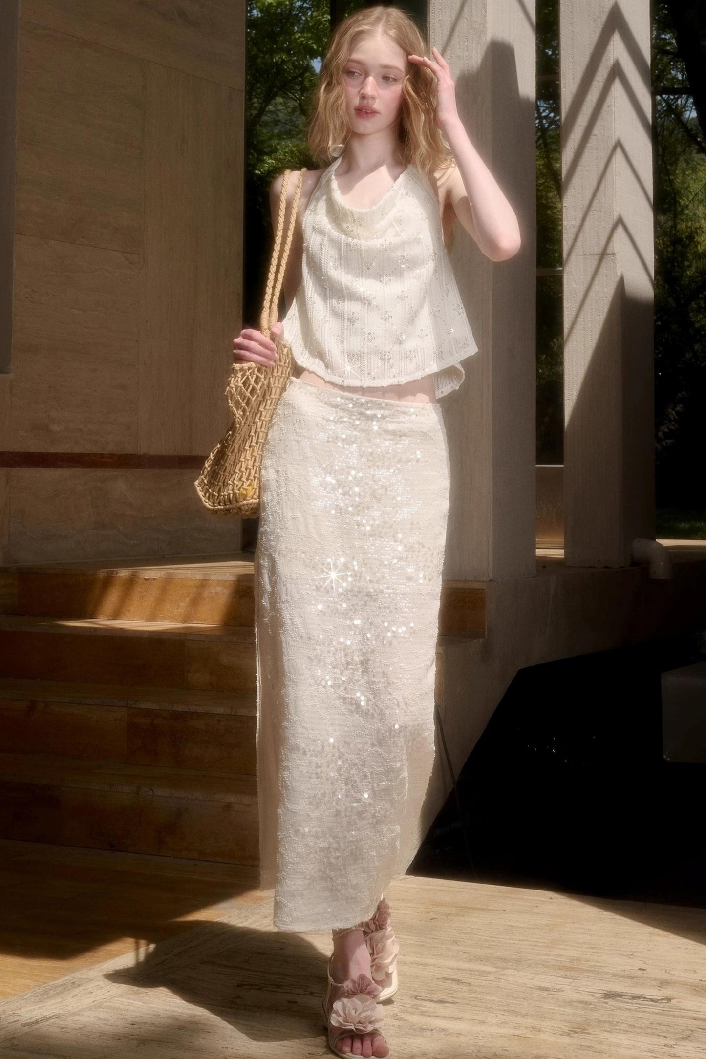 Celestial Slouchy Suit With Knit Skirt Set-Up