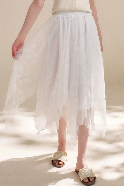 Romantic Asymmetrical Lace Skirt