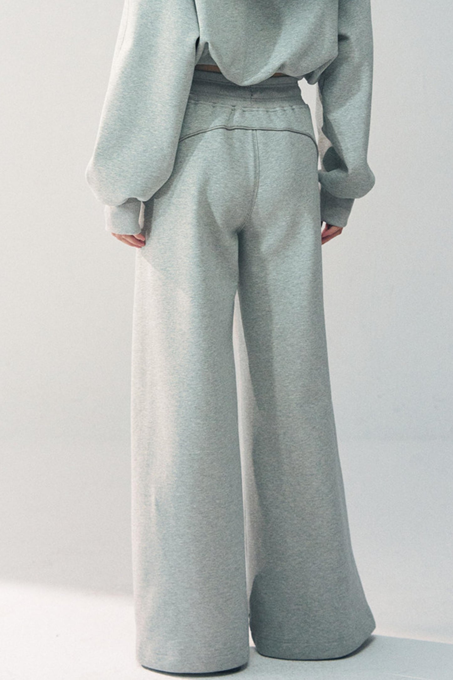 탈부착 가능한 모피 칼라 스웨트셔츠 재킷 세트