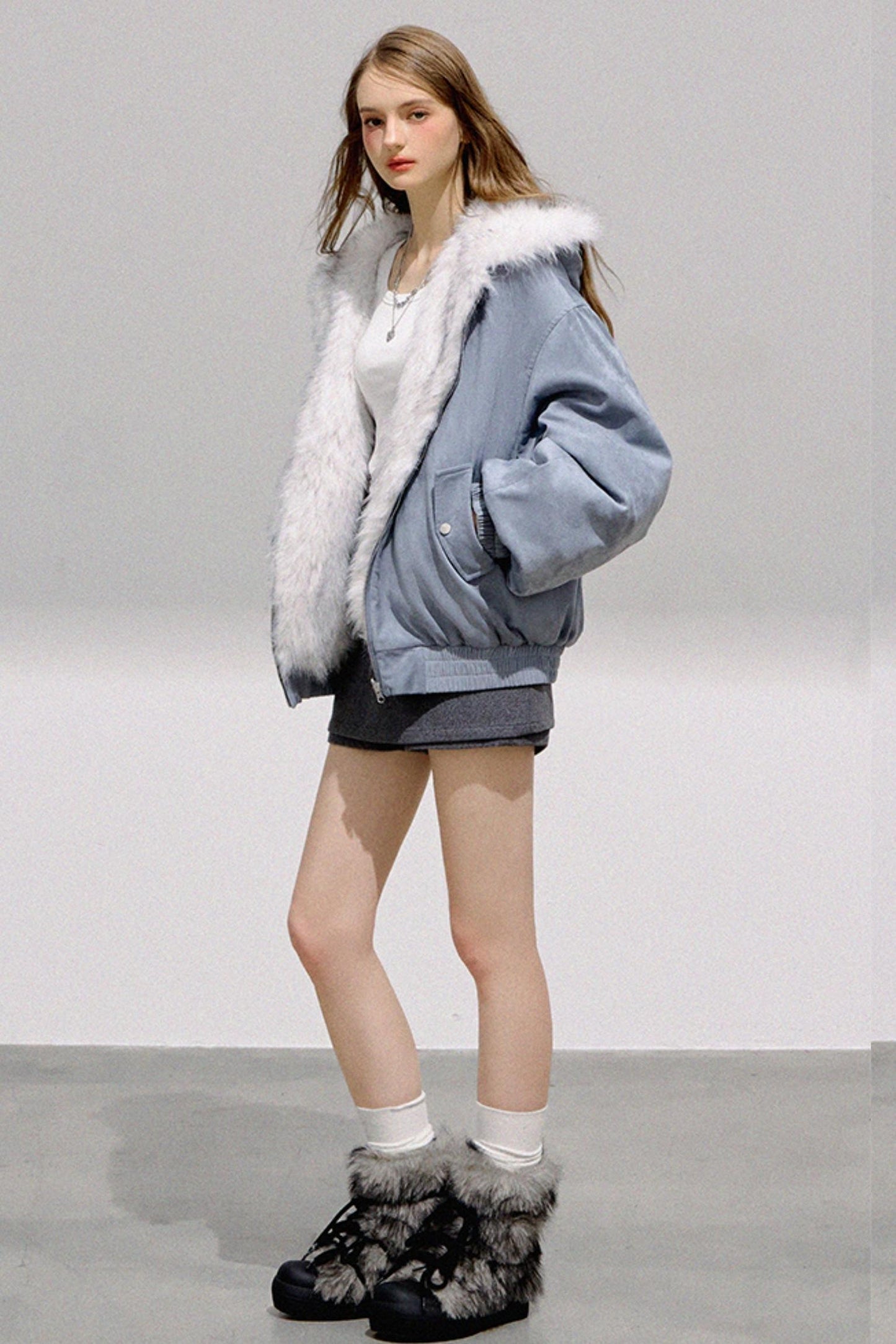Glacier Blue Reversible Plush Jacket