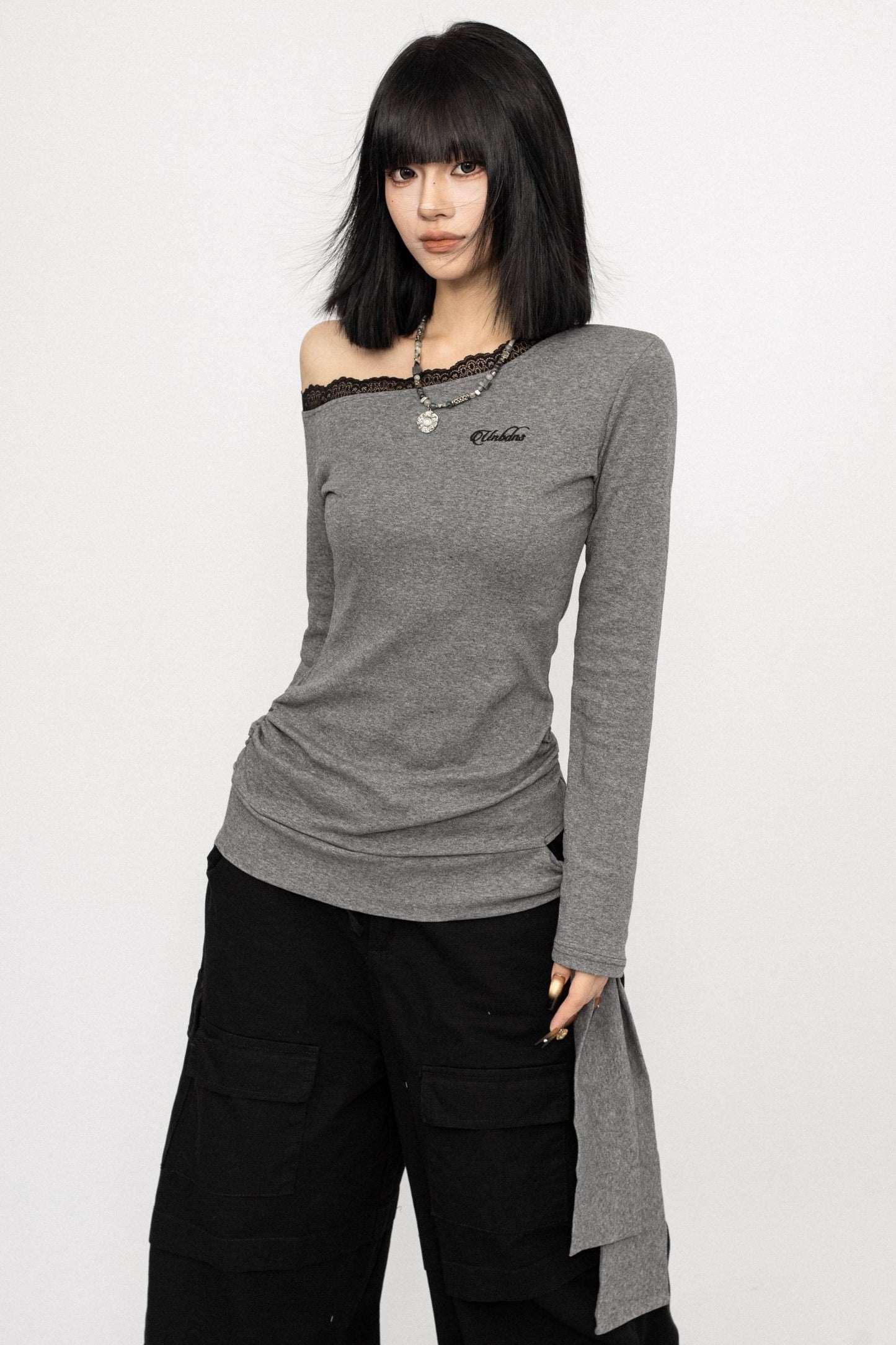 American Lace Crossbody Grey T-Shirt