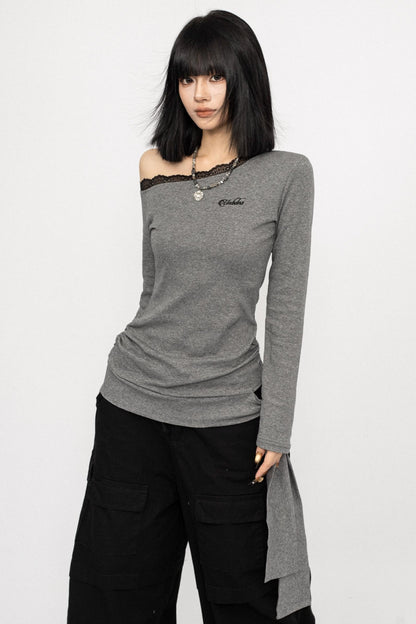American Lace Crossbody Grey T-Shirt