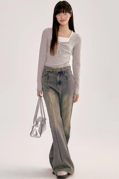 Retro High-waisted Flared Pants