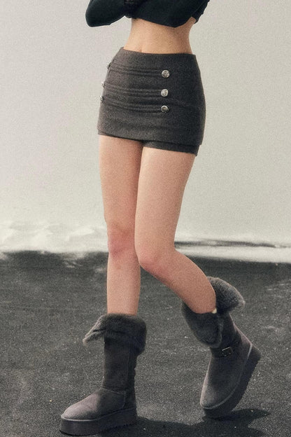 Woolen A-Line Skirt Pants