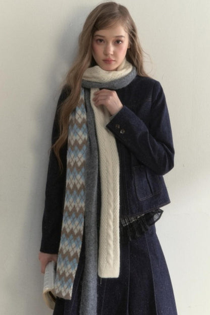 Retro Knitted Long Strip Scarf