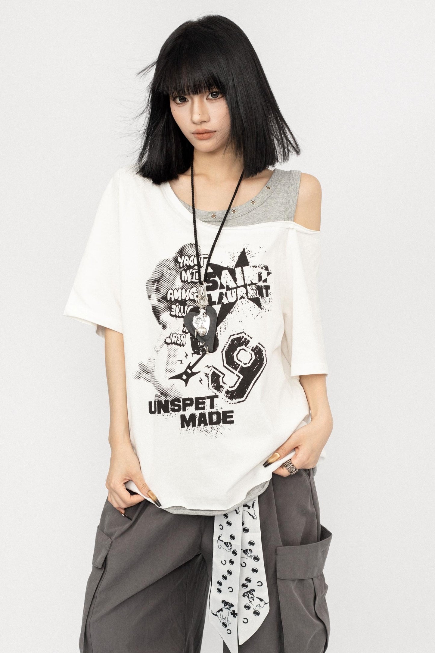 Vintage Off-Shoulder Loose T-Shirt