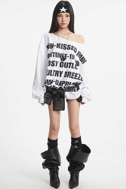 Slanted Shoulder Sweatshirt