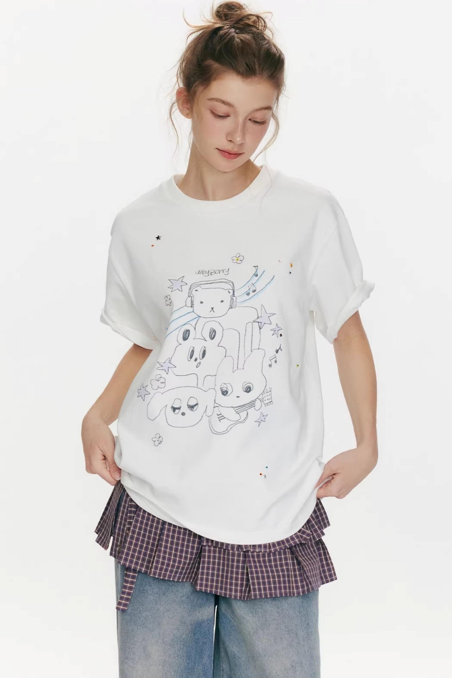 Strawberry Musician Printed T-Shirt