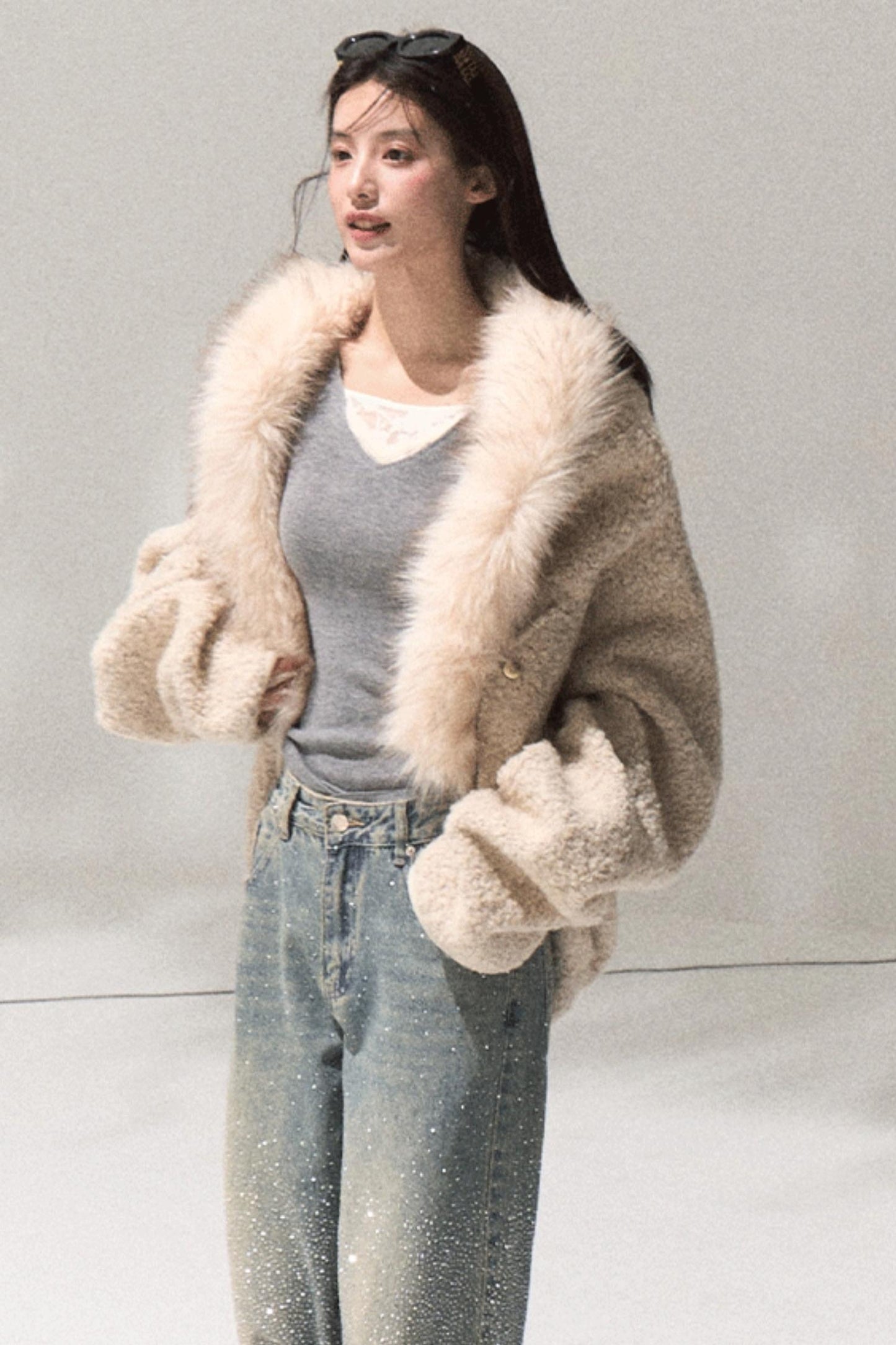 Skin Lace Wool Knit Sleeve Sweater Top